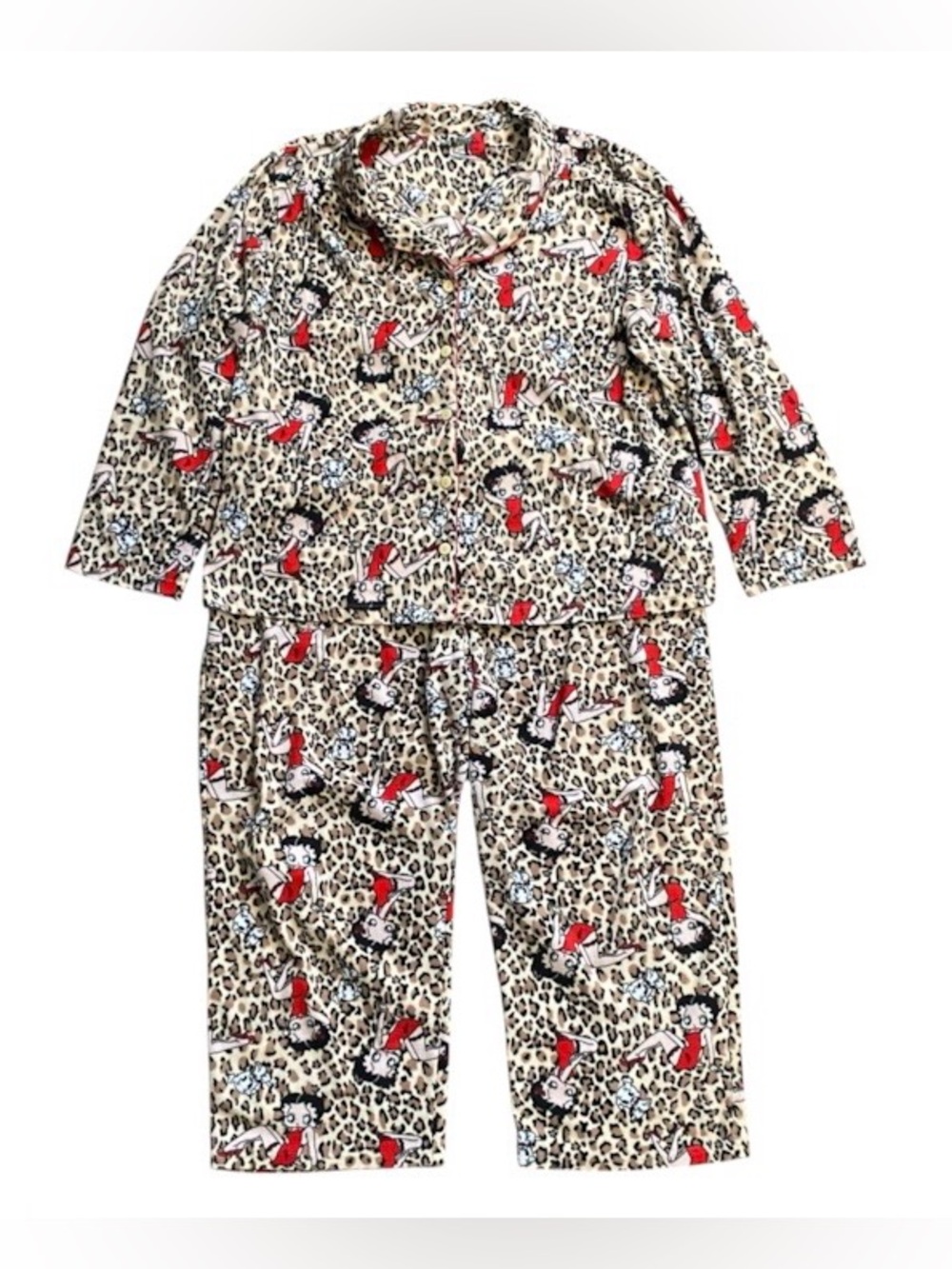 Betty Boop Animal Print Fleece Pajama Set Women’s 2X